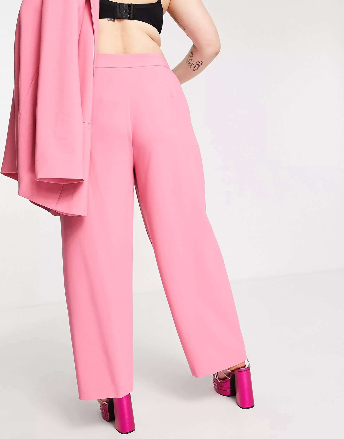 

Розовые широкие брюки широкого кроя ASOS Curve, Розовый