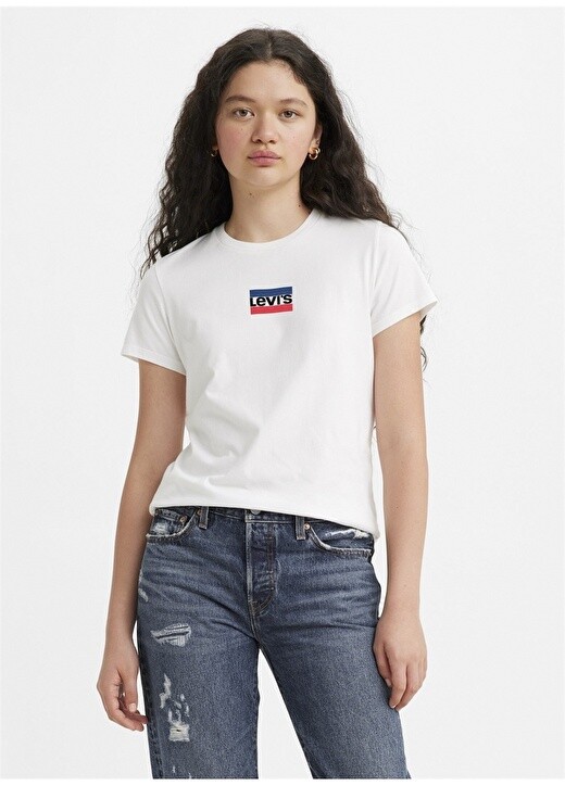 

Разноцветная женская футболка с круглым вырезом и принтом Levis