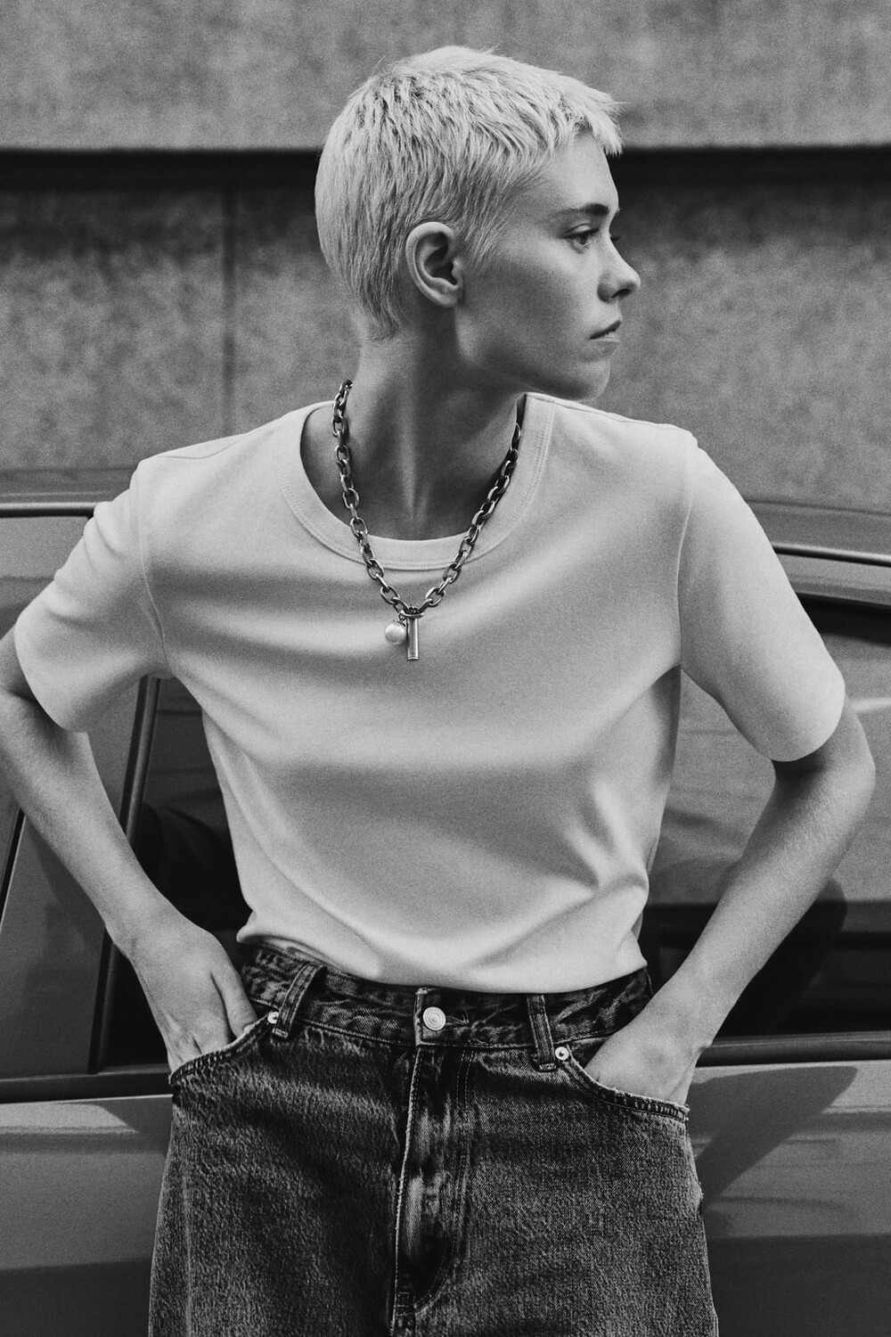 

Хлопковая футболка интерлок ZARA, белый