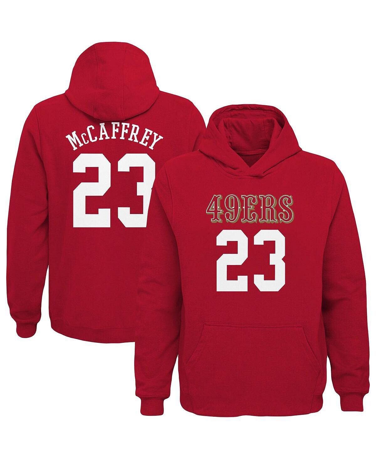 

Пуловер с капюшоном Big Boys Christian McCaffrey Scarlet San Francisco 49ers Mainliner, имя и номер игрока Outerstuff