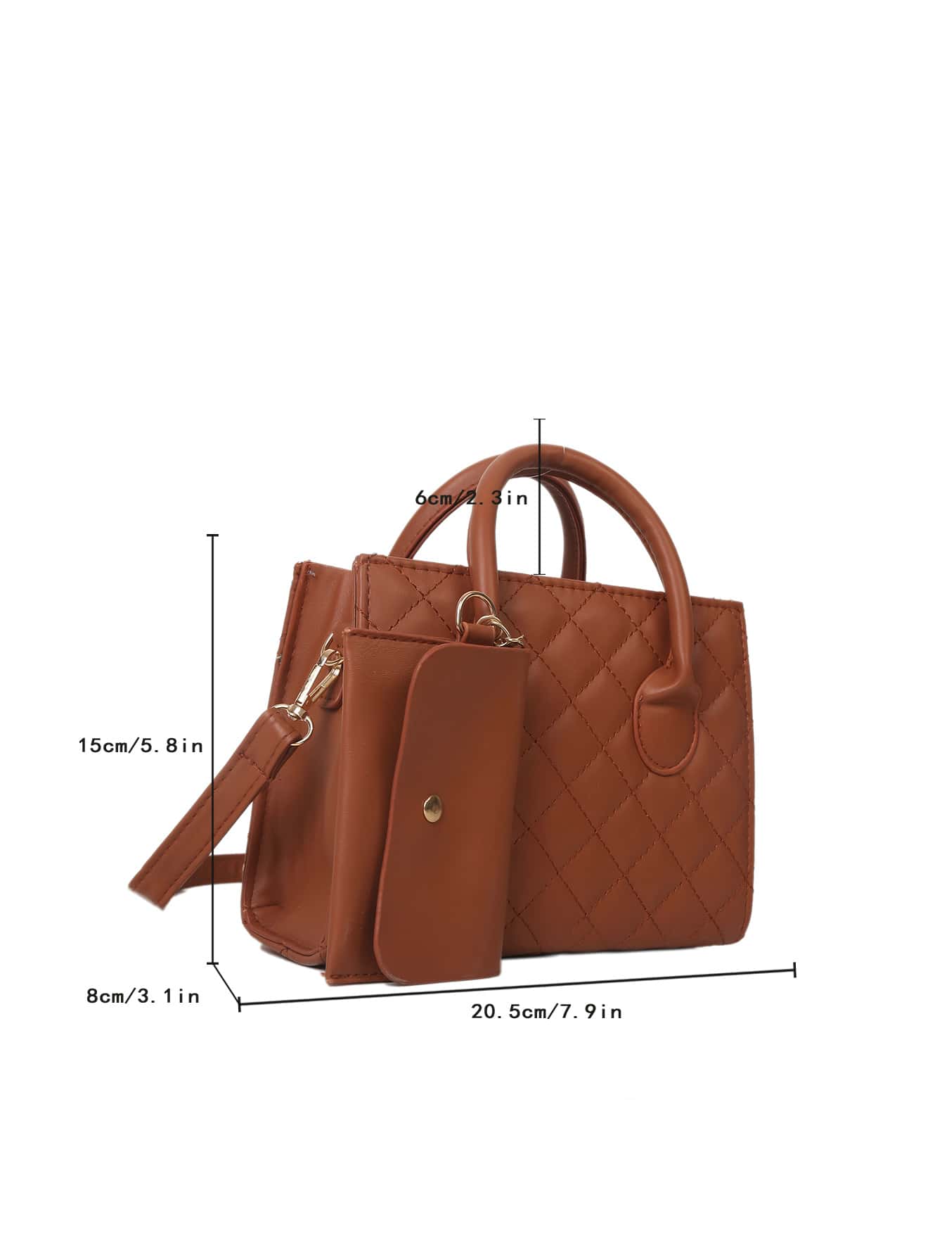 Легкая деловая повседневная стеганая квадратная сумка с портмоне для девочек-подростков, коричневый фото