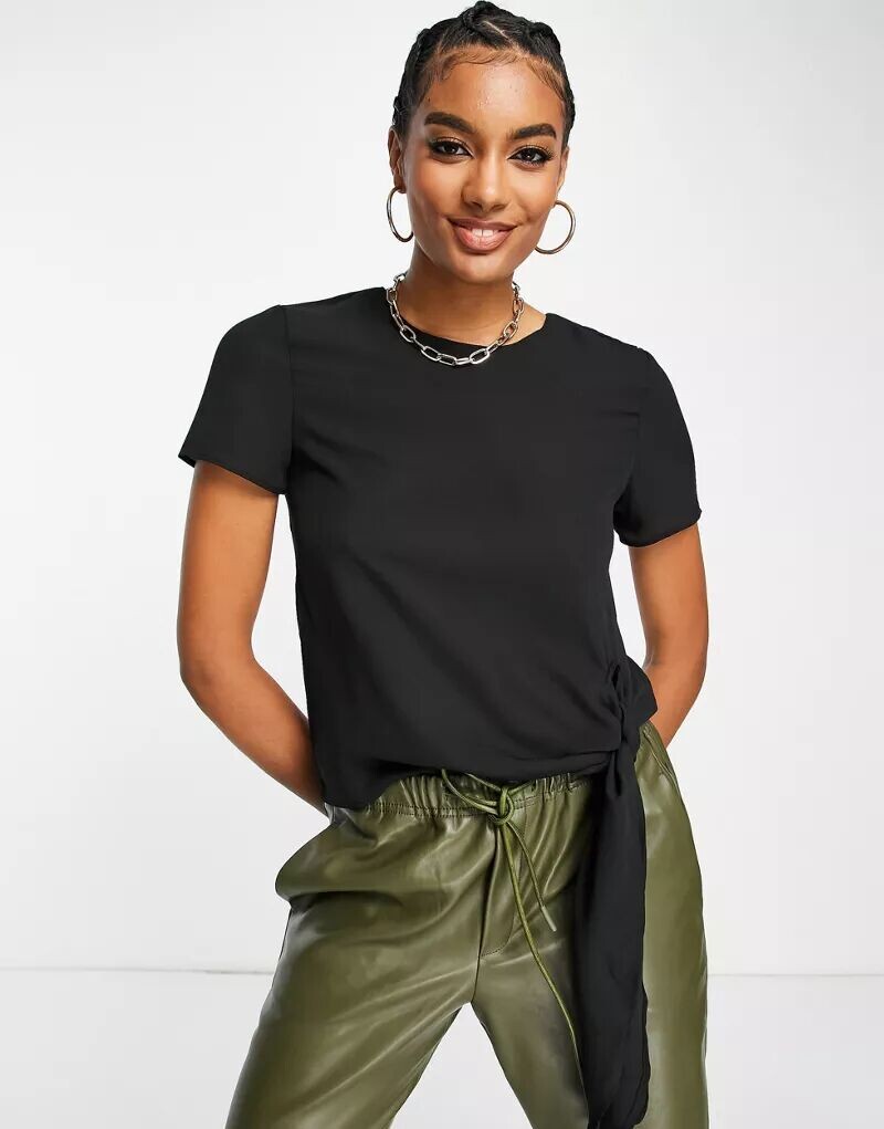 

Черная вязаная футболка ASOS