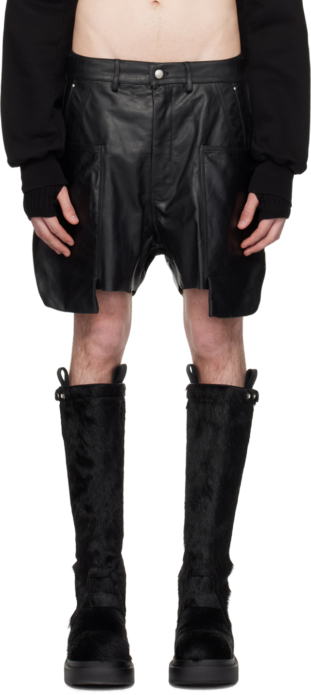 Черные кожаные шорты Stefan Rick Owens