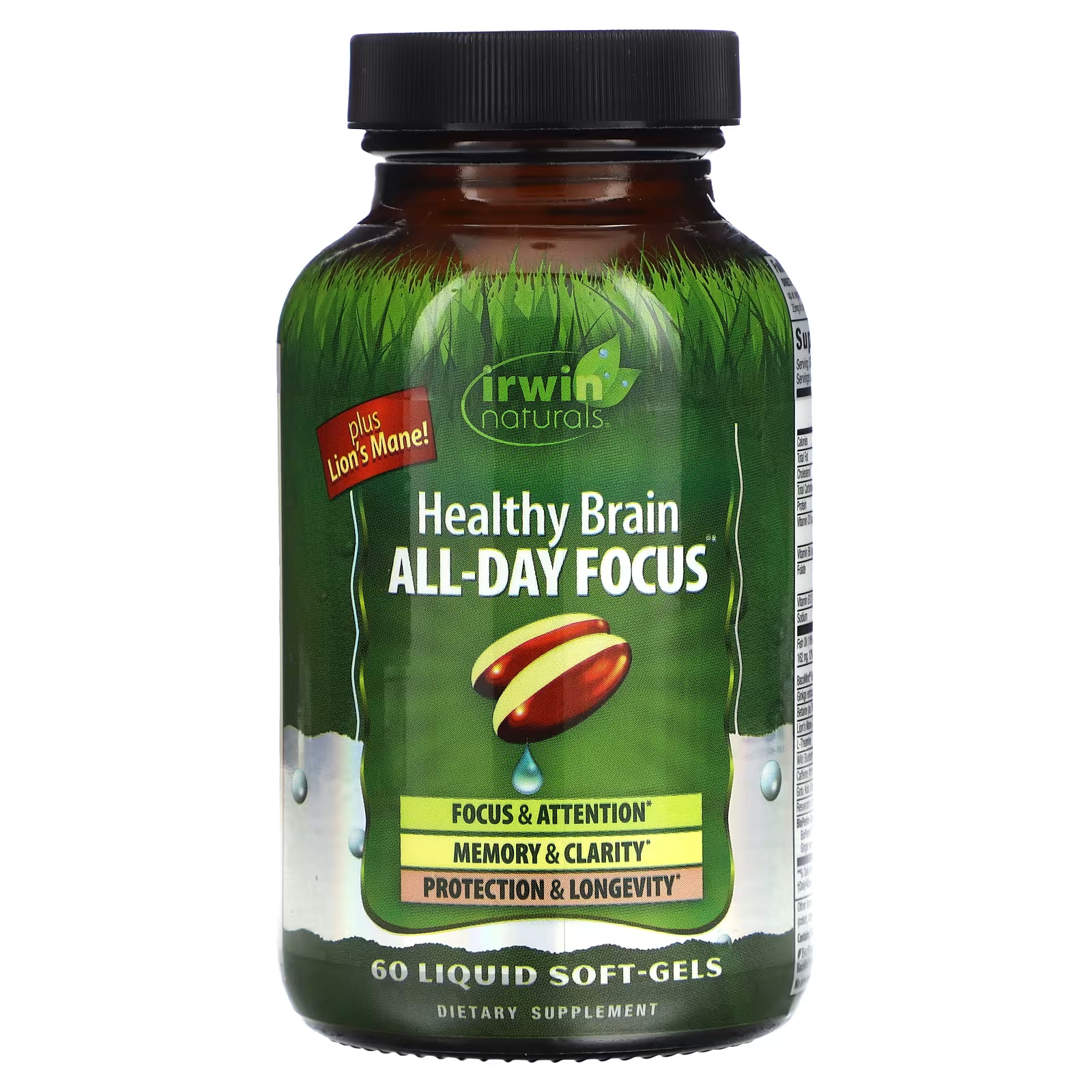 Пищевая добавка Irwin Naturals Healthy Brain All-Day Focus, 60 мягких желатиновых капсул пищевая добавка с витамином d3 irwin naturals sunny mood 80 желатиновых капсул
