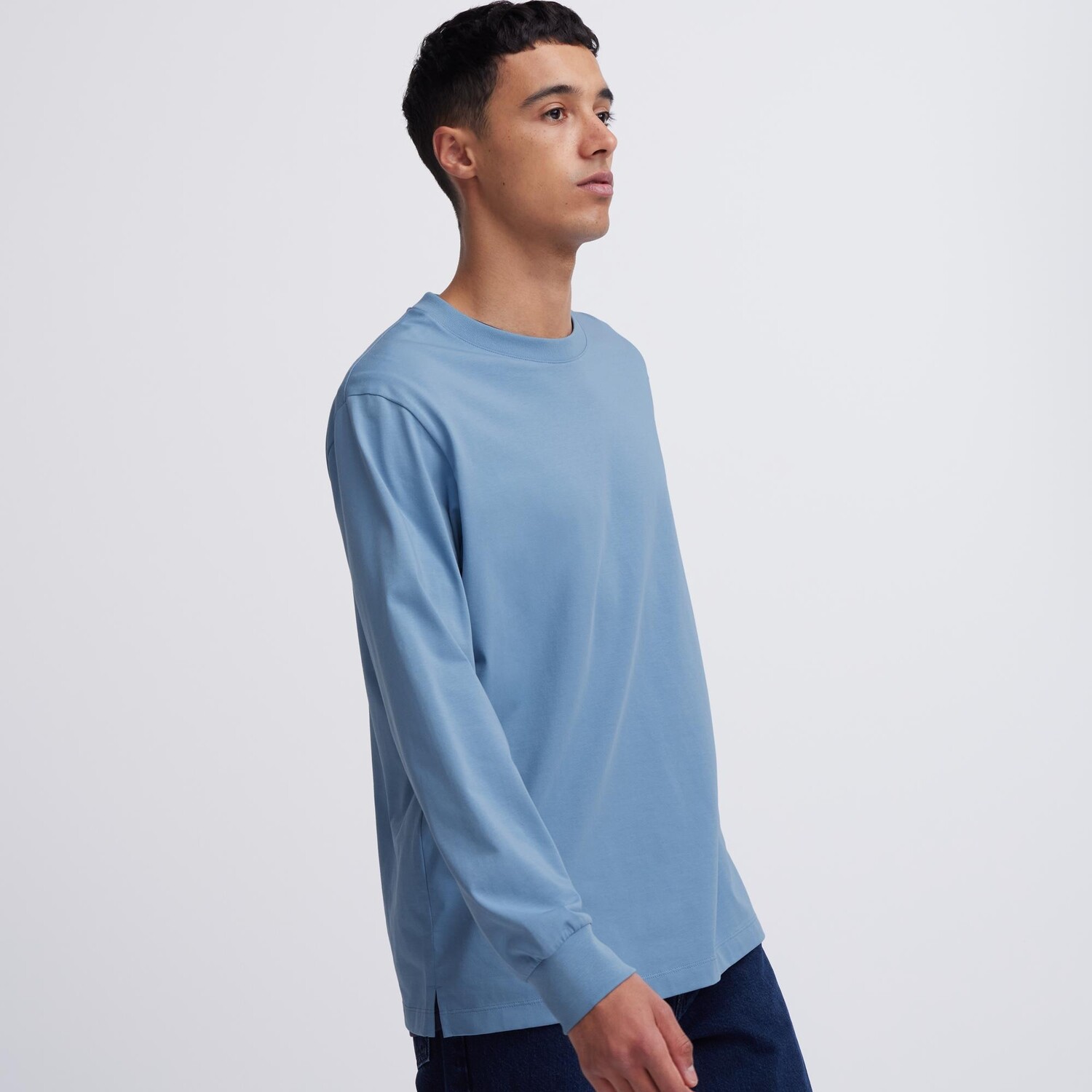 

Лонгслив с круглым вырезом AIRism Uniqlo, синий