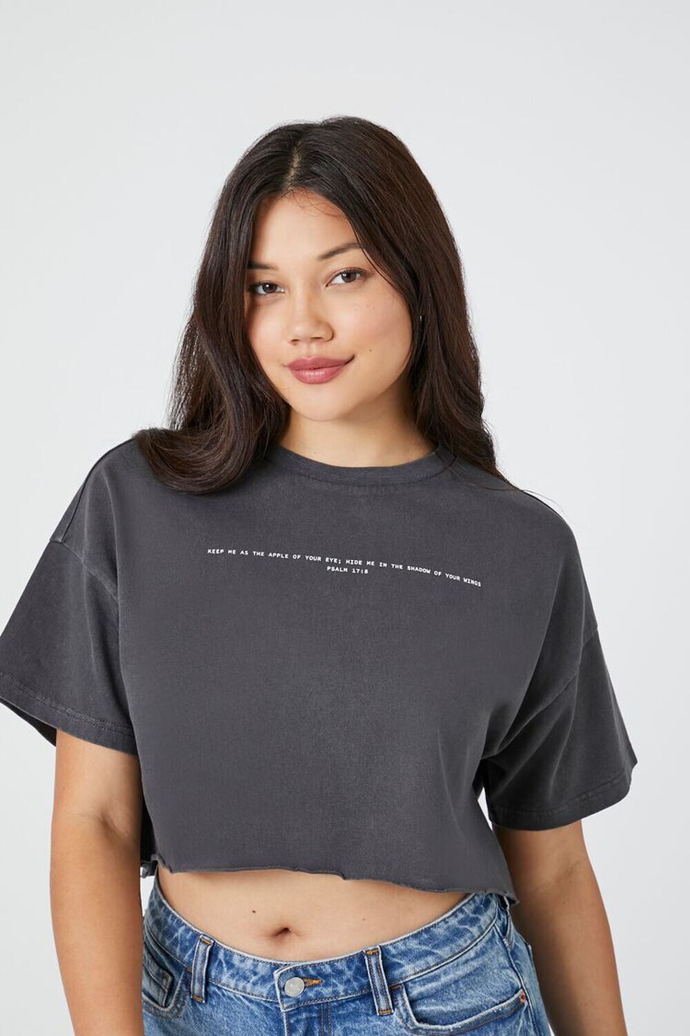 

Укороченная футболка с рисунком Psalm Forever 21, угольный