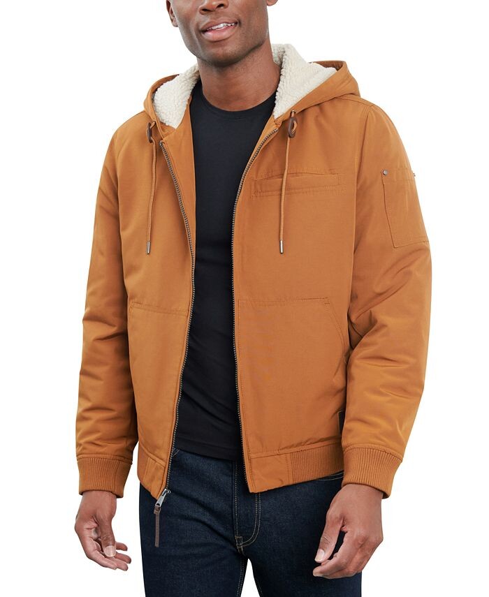 

Мужская куртка с капюшоном на флисовой подкладке и молнии спереди Lucky Brand, коричневый