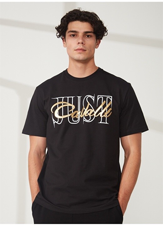 

Черная мужская футболка с круглым вырезом Just Cavalli, Черный