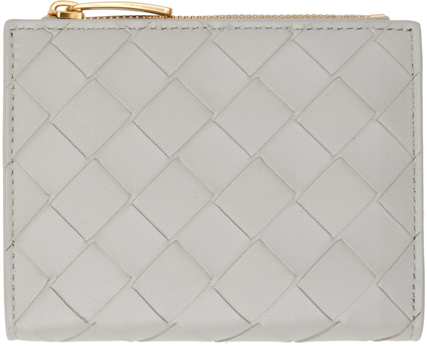 

Серый маленький кошелек с двойной молнией Intrecciato Bottega Veneta