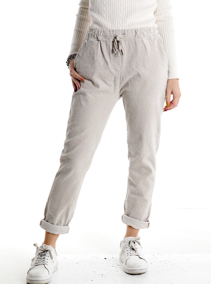 

Бархатные хлопковые брюки с бантом, цвет Linen