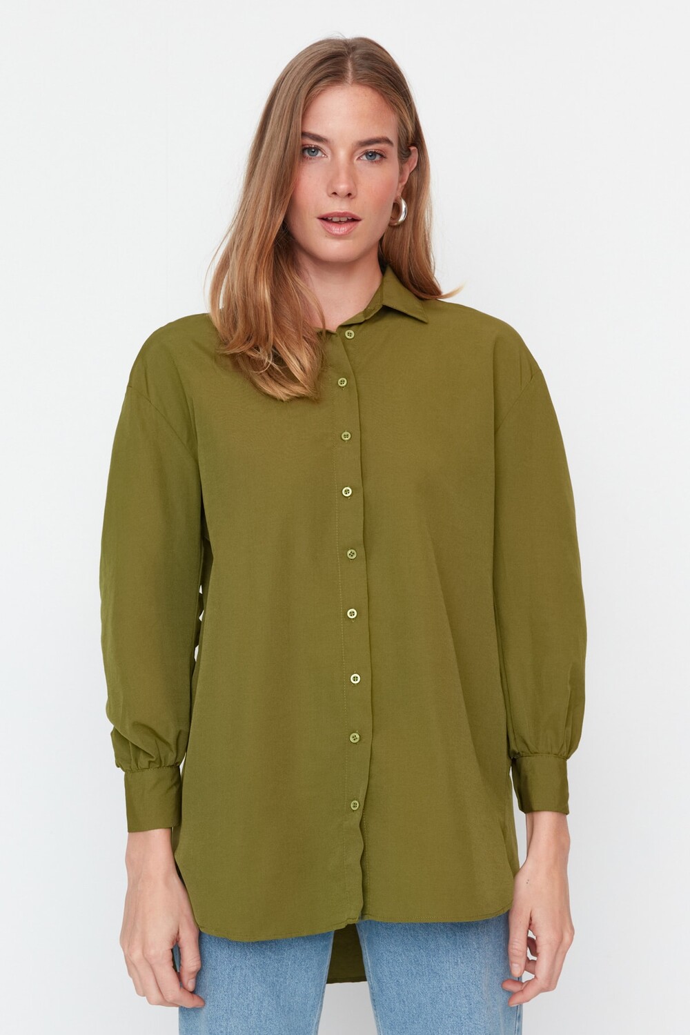 

Рубашка - Хаки - Классический крой Trendyol Modest, хаки