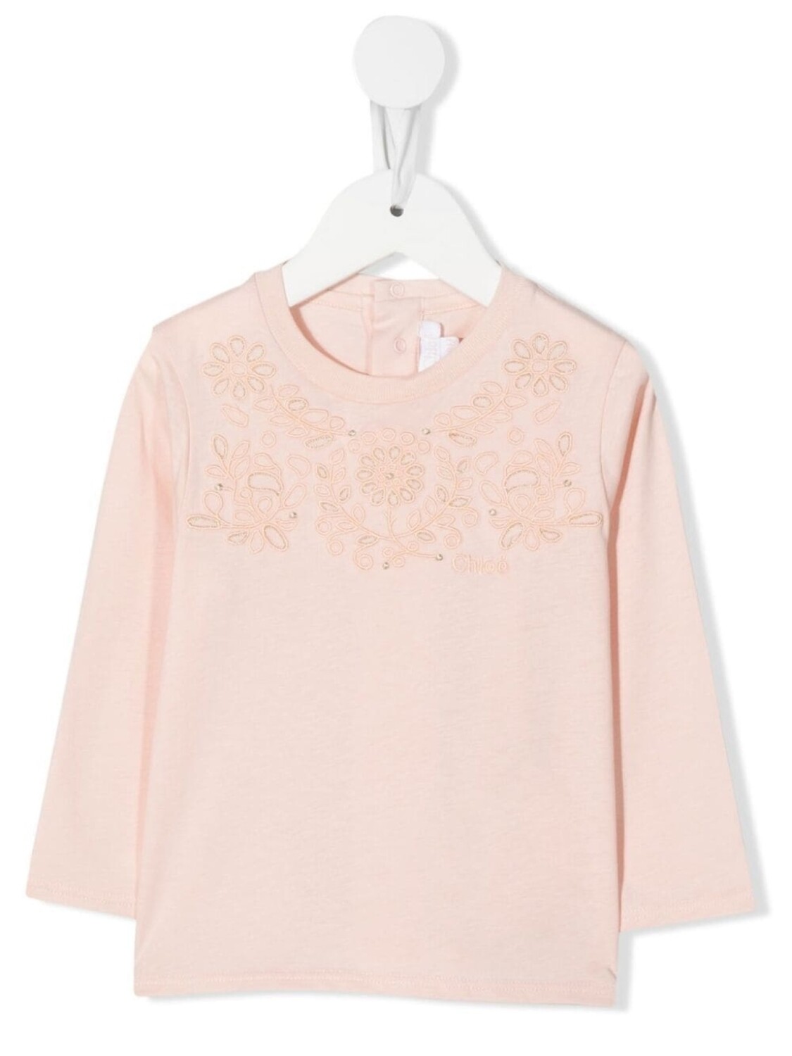 

Футболка с цветочной вышивкой Chloé Kids, розовый