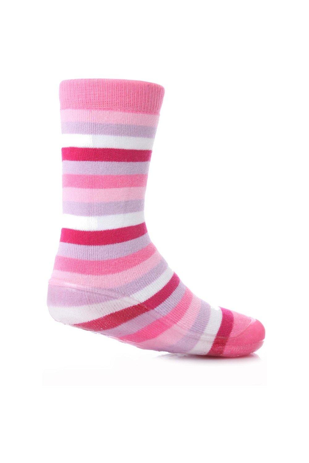 1 пара полосатых носков-тапочек Gripper со скидкой 25% на этот стиль SOCKSHOP, розовый 1 пара полосатых носков тапочек gripper со скидкой 25% на этот стиль sockshop синий