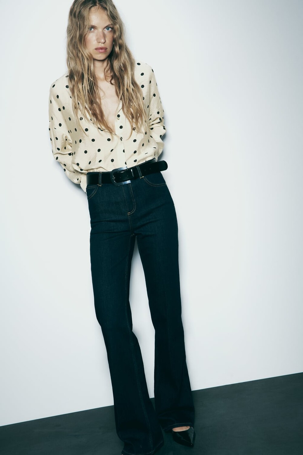 

Рубашка в горошек ZARA, экру