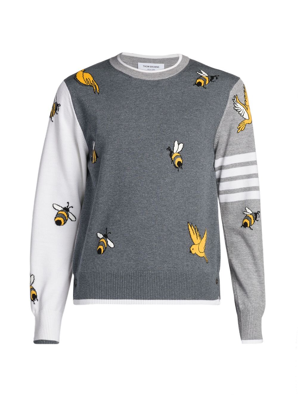 

Свитер вязки интарсия Birds & Bees Thom Browne, серый