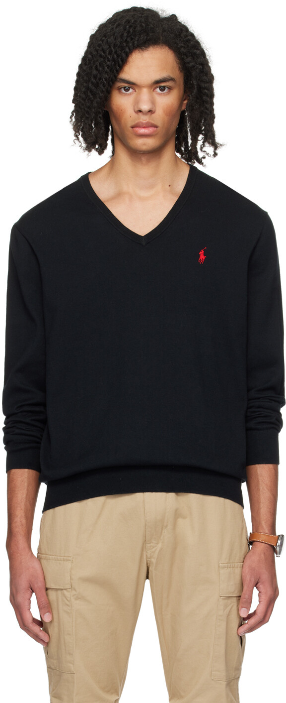 

Черный свитер с v-образным вырезом Polo Ralph Lauren
