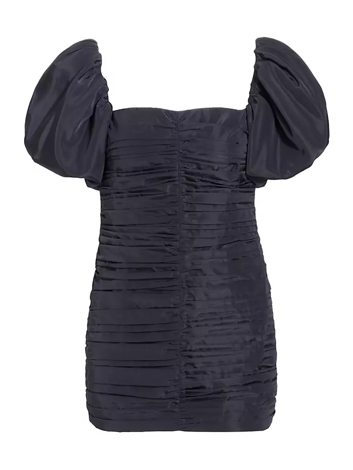Мини-платье Suzette со сборками и объемными рукавами Rhode, черный