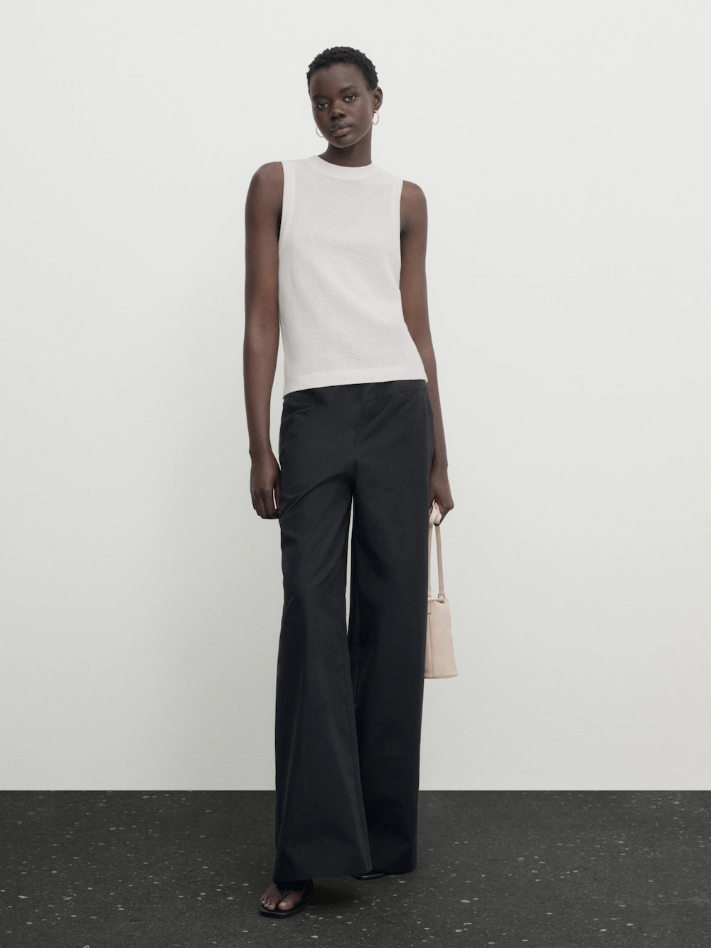 

Топ из смешанного хлопка Massimo Dutti, кремовый