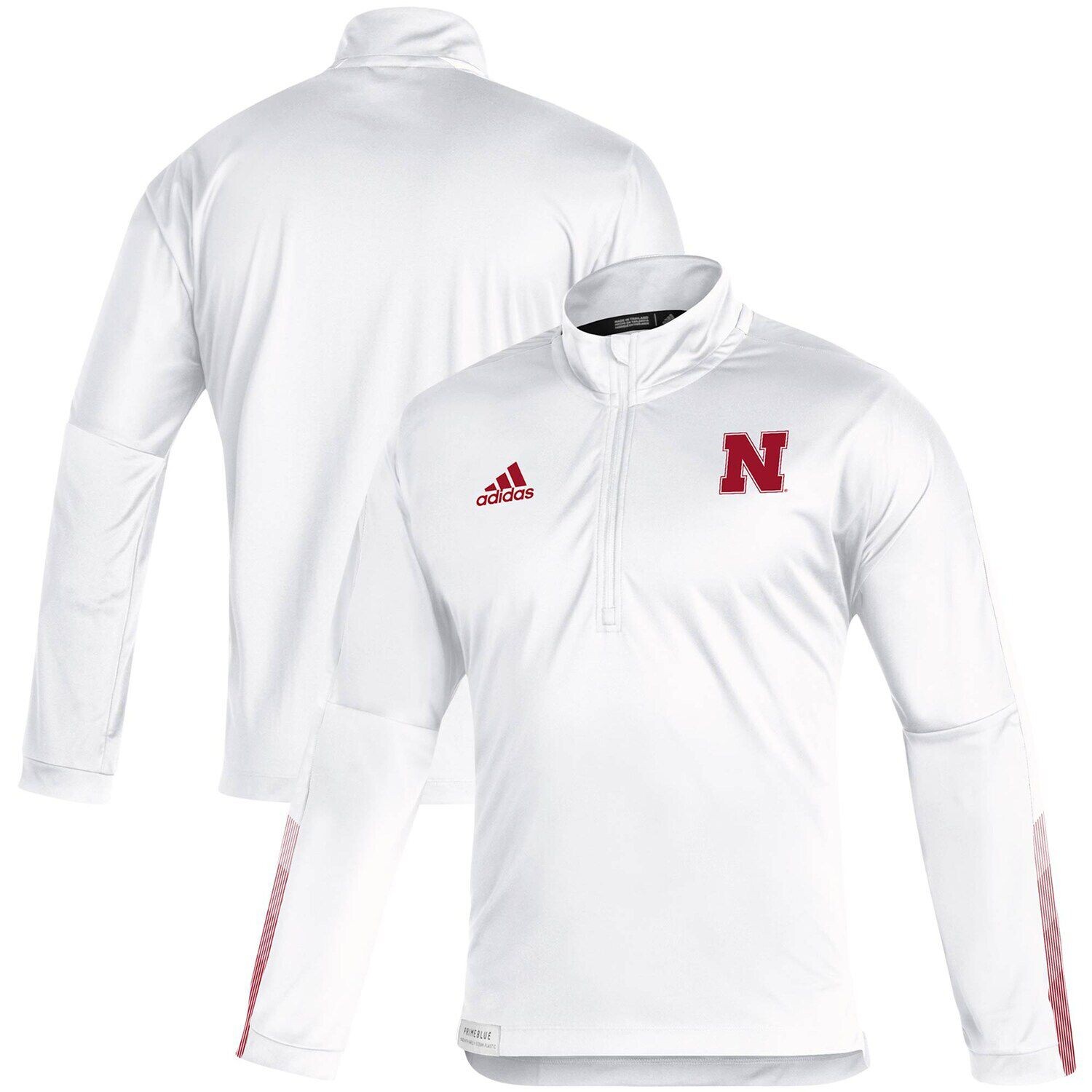 

Мужская белая куртка Nebraska Huskers 2021 Sideline Primeblue с молнией на четверть adidas, Белый