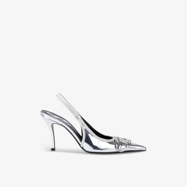 

Туфли на каблуке с металлической застежкой-молнией и фирменной пластинкой D-Venus Diesel, серебряный