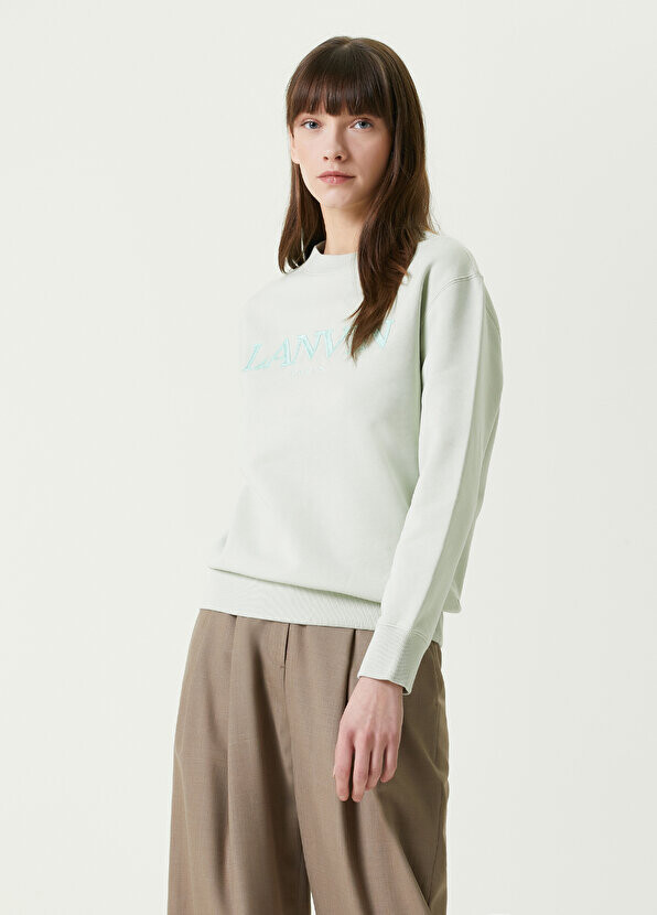 

Зеленый свитшот с логотипом и круглым вырезом Lanvin