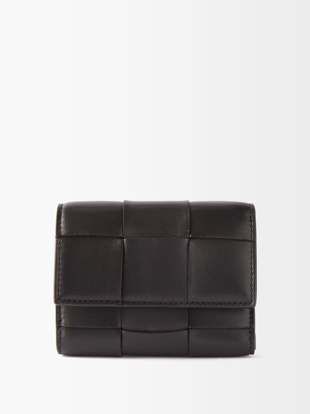 

Кожаный кошелек тройного сложения кассета Bottega Veneta, черный