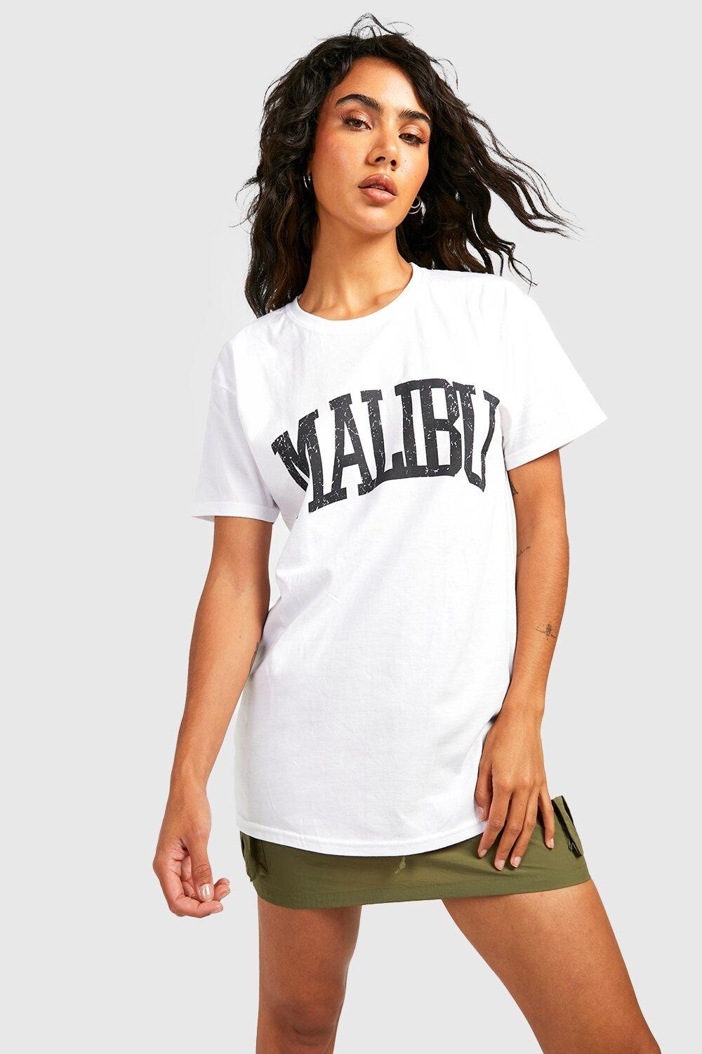 

Футболка оверсайз malibu с графикой Boohoo, белый