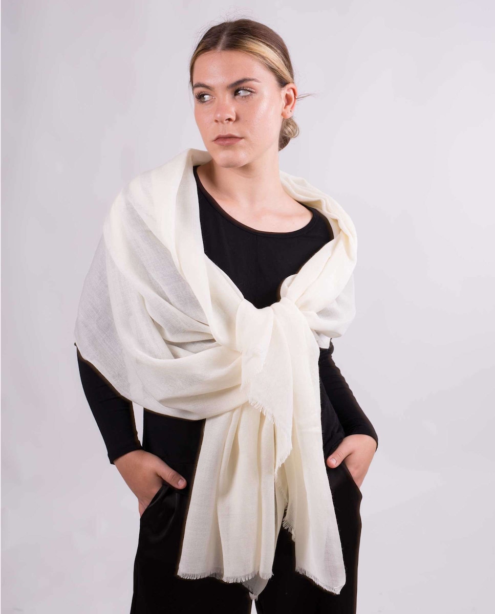Женская шерстяная шаль белого цвета MR Complements, белый цена и фото