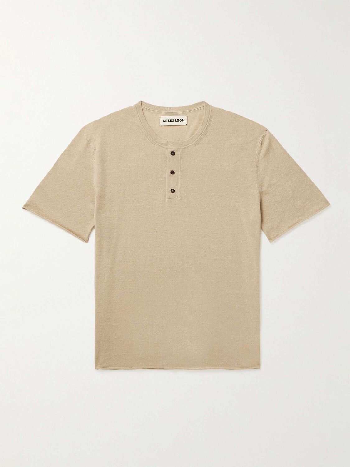 

Футболка Henley из смеси льна и хлопка Miles Leon, бежевый