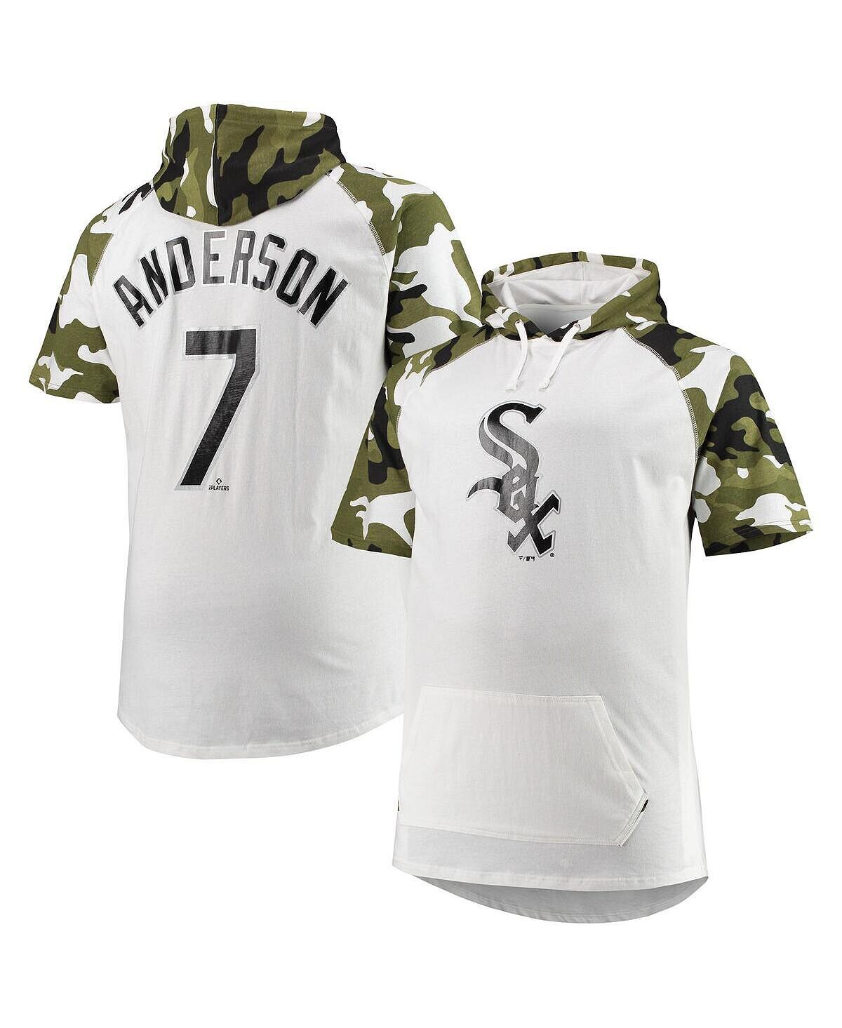 

Мужская футболка с капюшоном Tim Anderson White and Camo Chicago White Sox Big and Tall реглан Profile