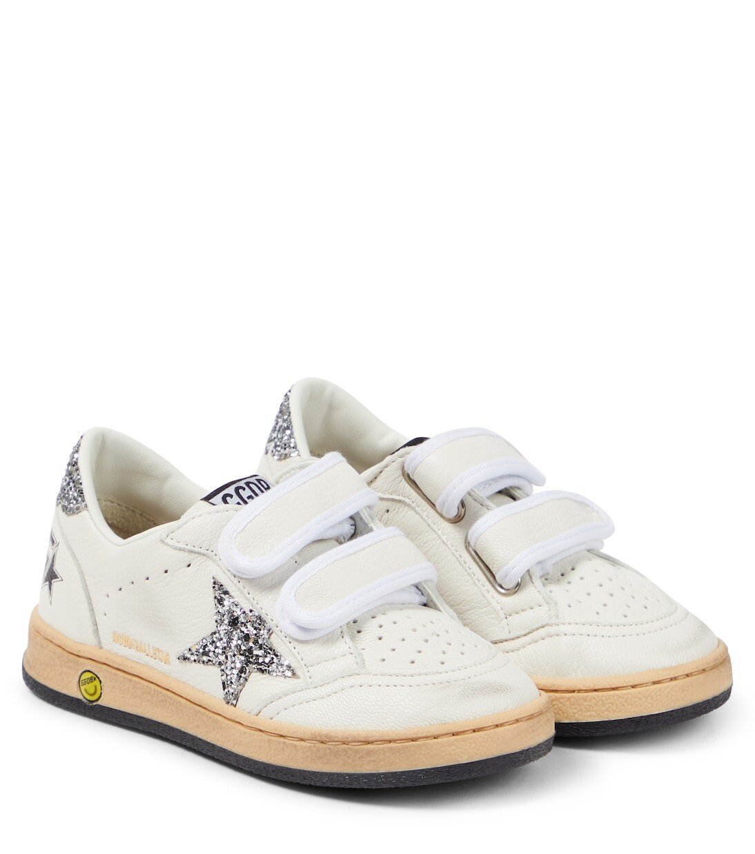 

Кроссовки ball star из кожи с блестками Golden Goose, белый