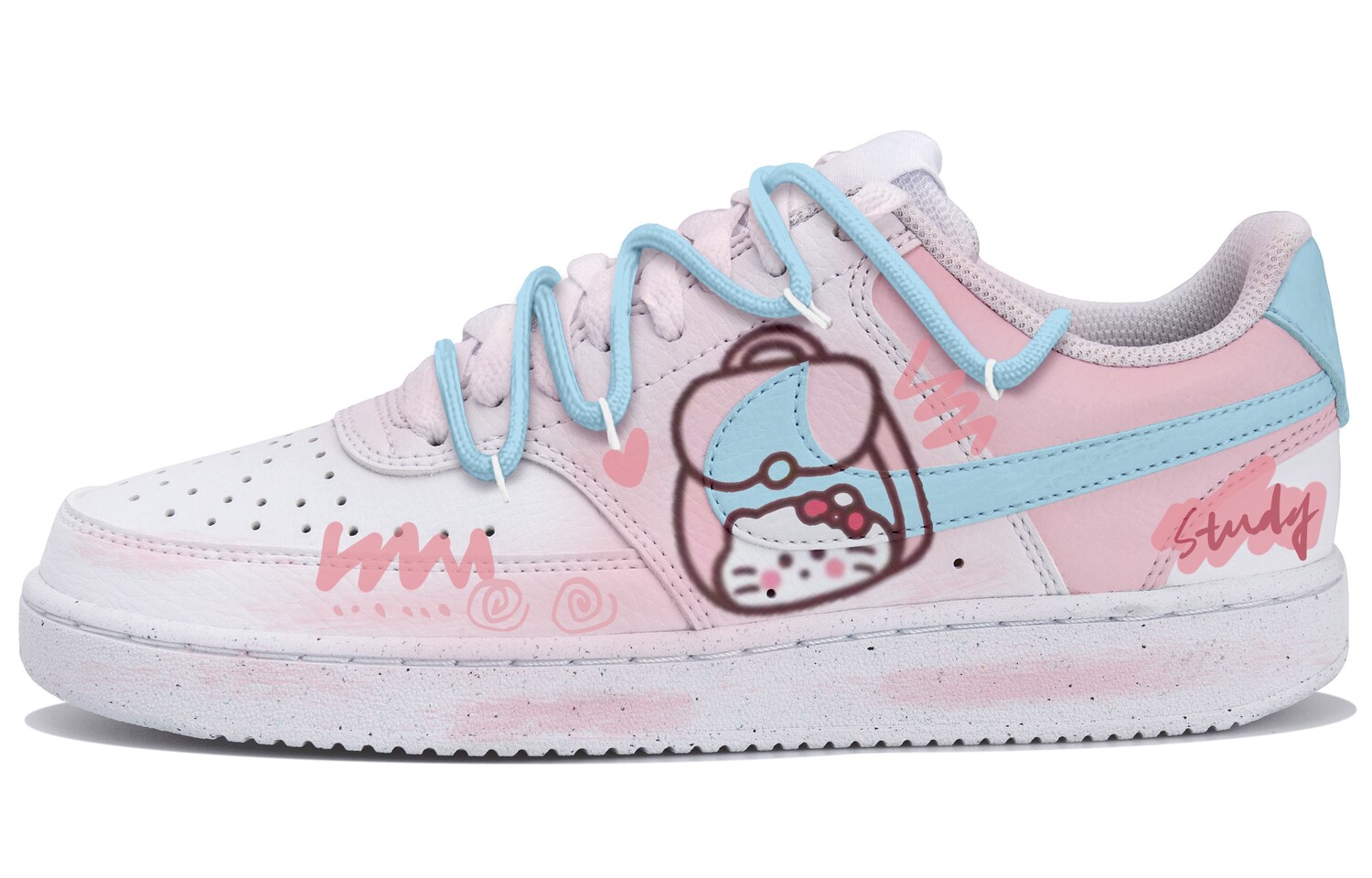 

Кроссовки Nike Court Vision 1 Skateboarding Shoes Women's Low-top White/pink/blue, белый/розовый/голубой