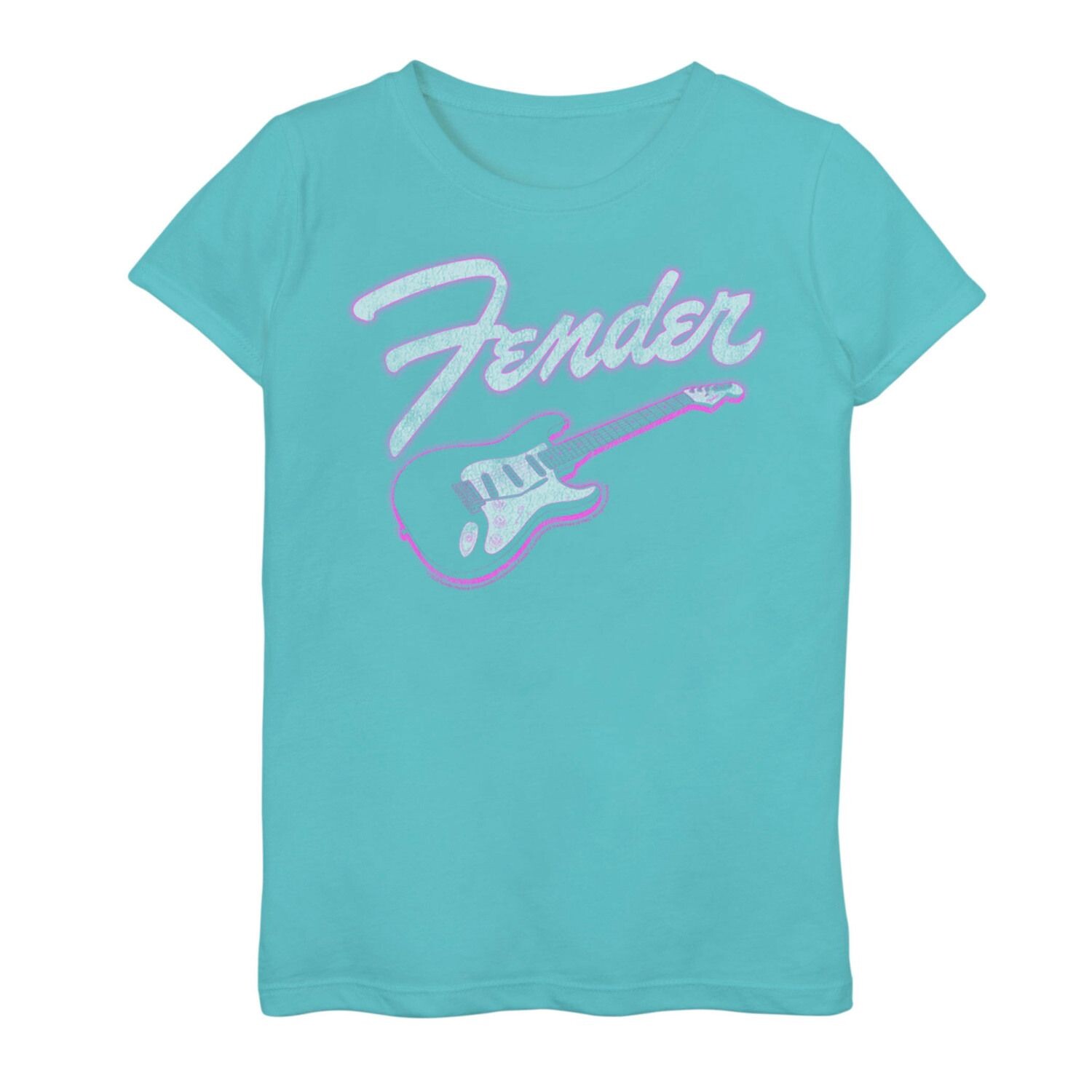 

Неоново-розовая футболка Fender для девочек с рисунком гитары Licensed Character