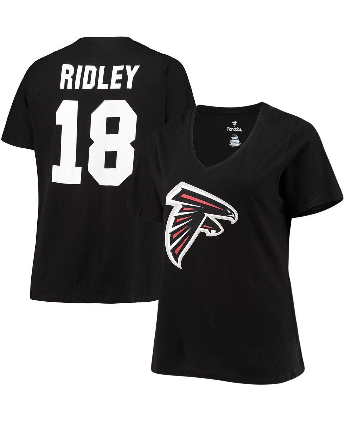

Женская футболка больших размеров Calvin Ridley Black Atlanta Falcons с v-образным вырезом и номером имени Fanatics, черный