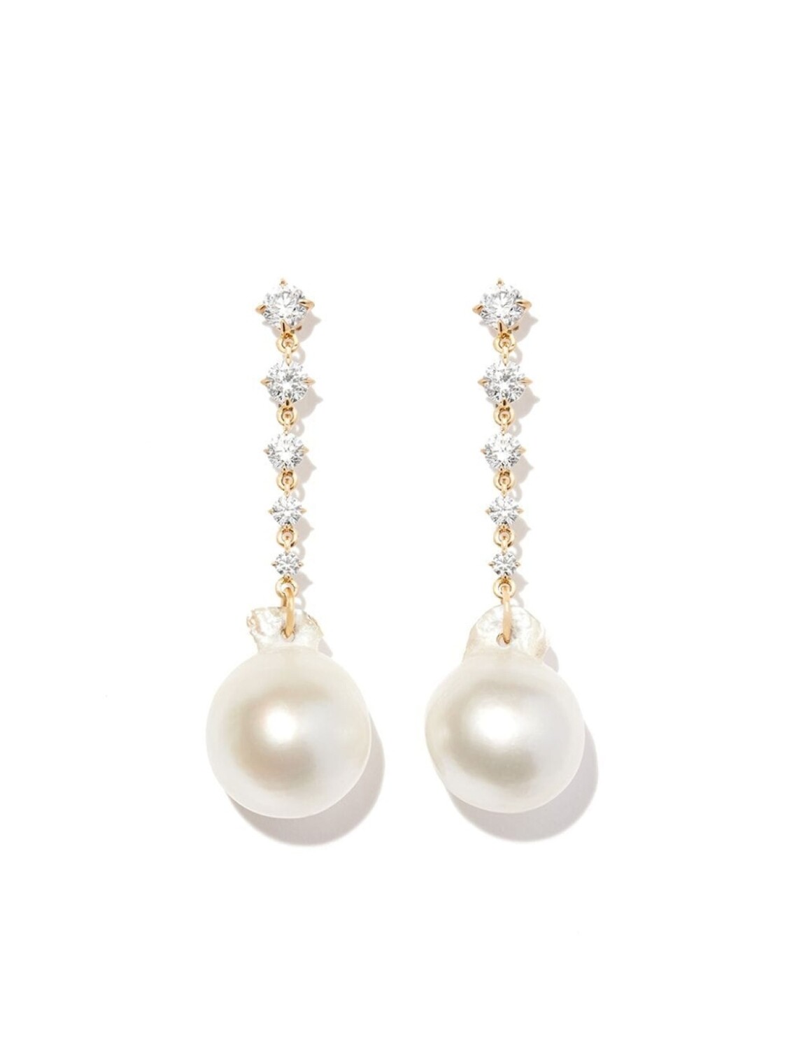 

Серьги Éclat из желтого золота с жемчугом и бриллиантами Lizzie Mandler Fine Jewelry, золотой