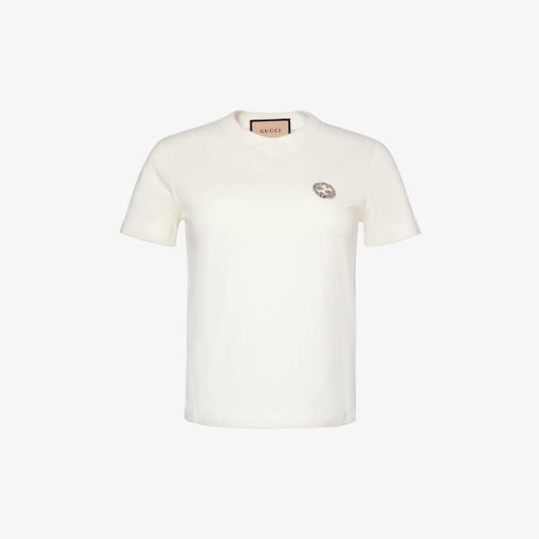 Фирменная футболка узкого кроя из хлопкового джерси Gucci, цвет sunlight mix