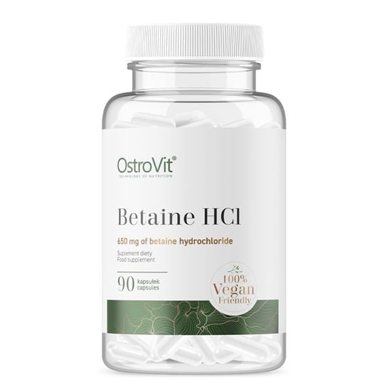 OstroVit, Betaine HCL 90 капсул 650 мг Пищеварение растений высокоэффективный бетаин гидрохлорид с пепсином high potency betaine hcl with pepsin 650 мг 250 капсул solaray