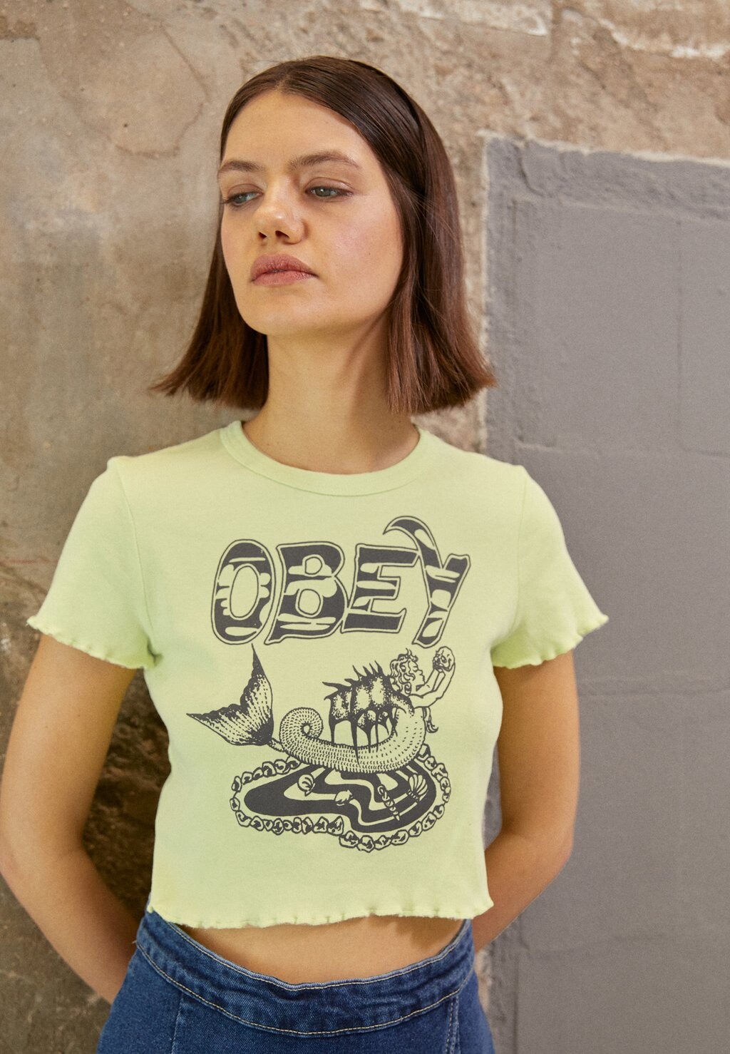 

Футболка с принтом Obey Clothing, Желтый