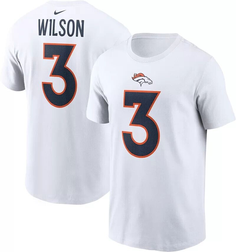 

Мужская белая футболка Nike Denver Broncos Russell Wilson #3