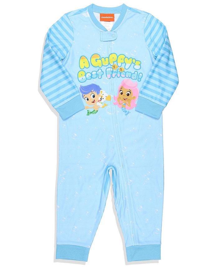 цена Сплошной детский пижамный костюм для мальчиков Nickelodeon для малышей Bubble Guppies, синий