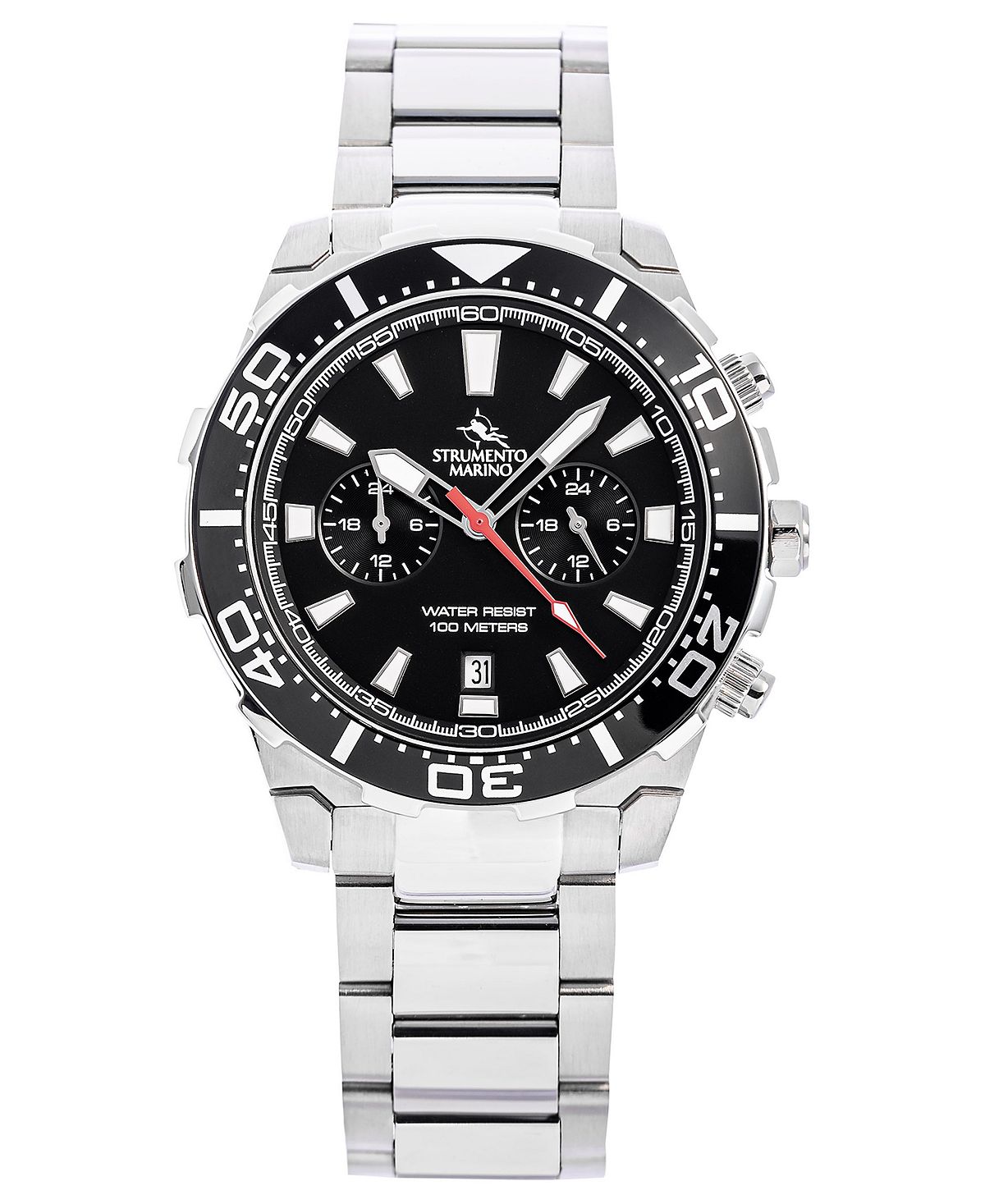 Мужские часы Skipper с браслетом из нержавеющей стали с двумя часовыми поясами, 44 мм Strumento Marino 16 дюймовая пицца с кожурой ooni цвет stainless steel black