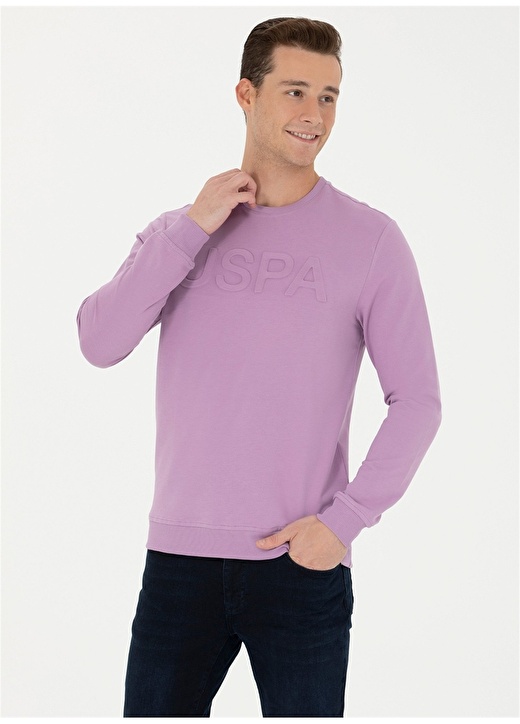 

Сиреневый мужской свитшот с круглым вырезом U.S. Polo Assn., Фиолетовый