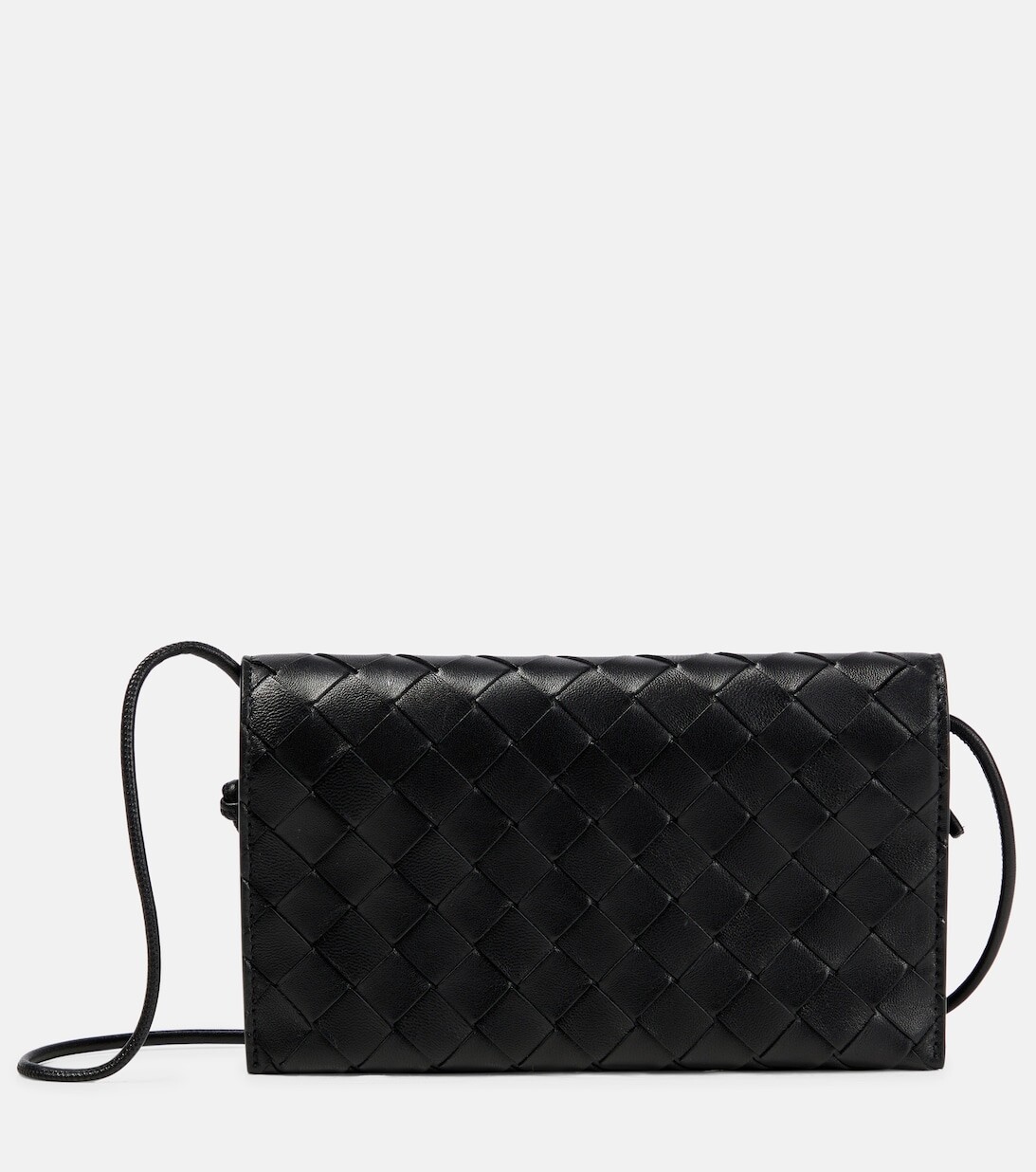 

Кожаный кошелек Intrecciato на цепочке Bottega Veneta, черный