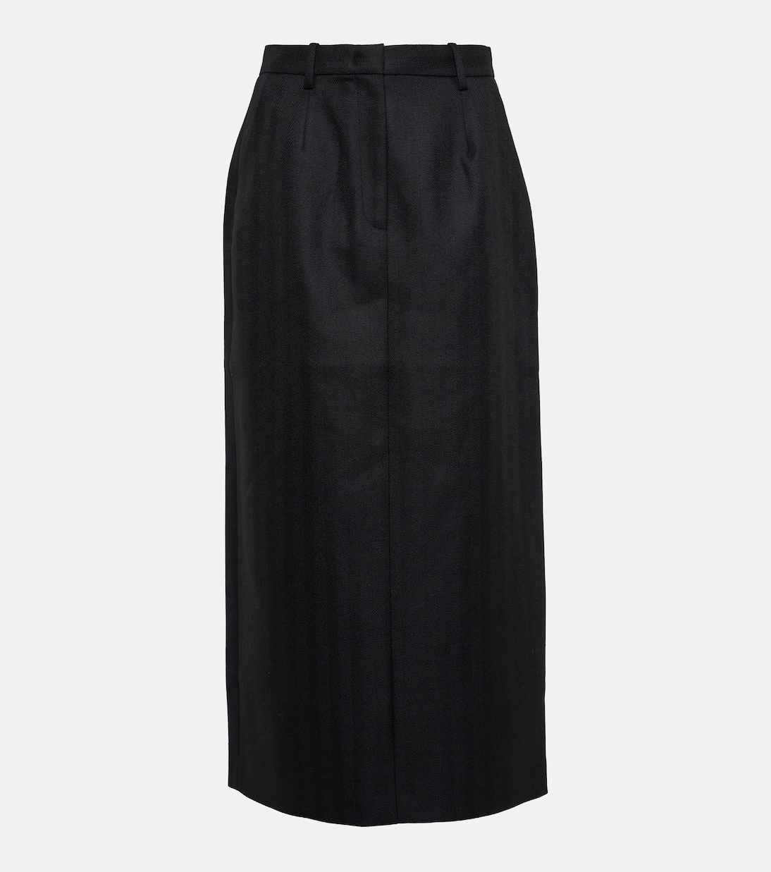 Шерстяная юбка-карандаш в тонкую полоску Co, черный