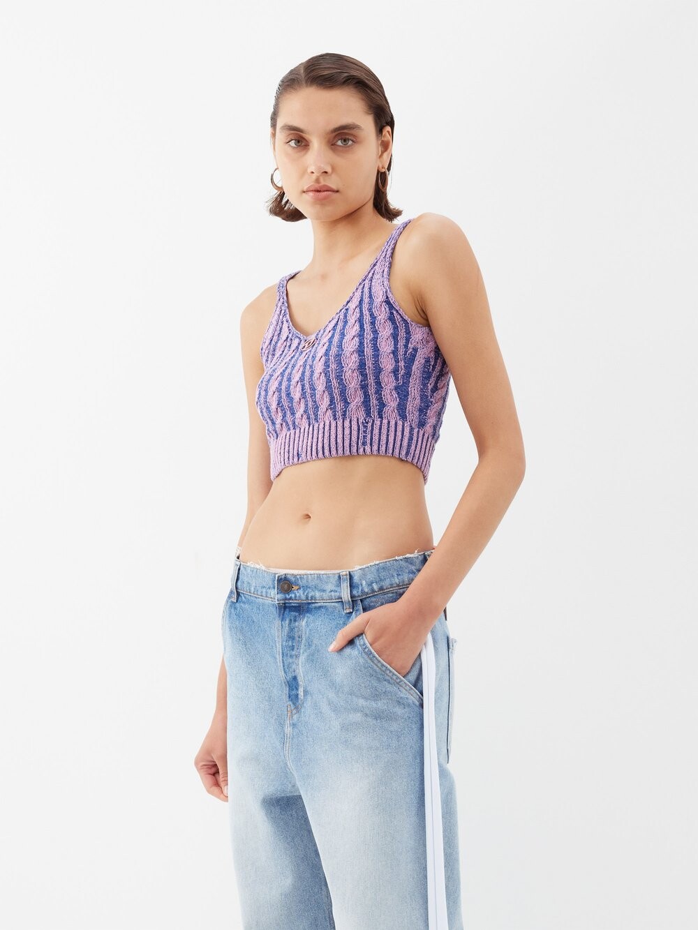 

Хлопковый топ milos косой вязки Diesel, розовый