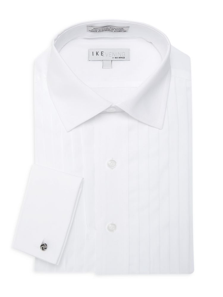 Классическая рубашка со складками и длинными рукавами Ike Behar, белый