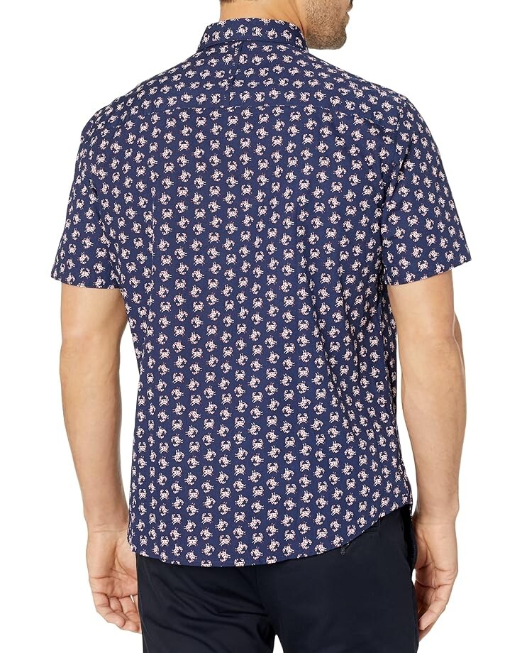 

Рубашка Johnston & Murphy Short Sleeve Crab Print Shirt, темно-синий