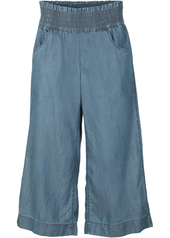 Легкие летние брюки-кюлоты с широким удобным поясом Bpc Bonprix Collection, голубой