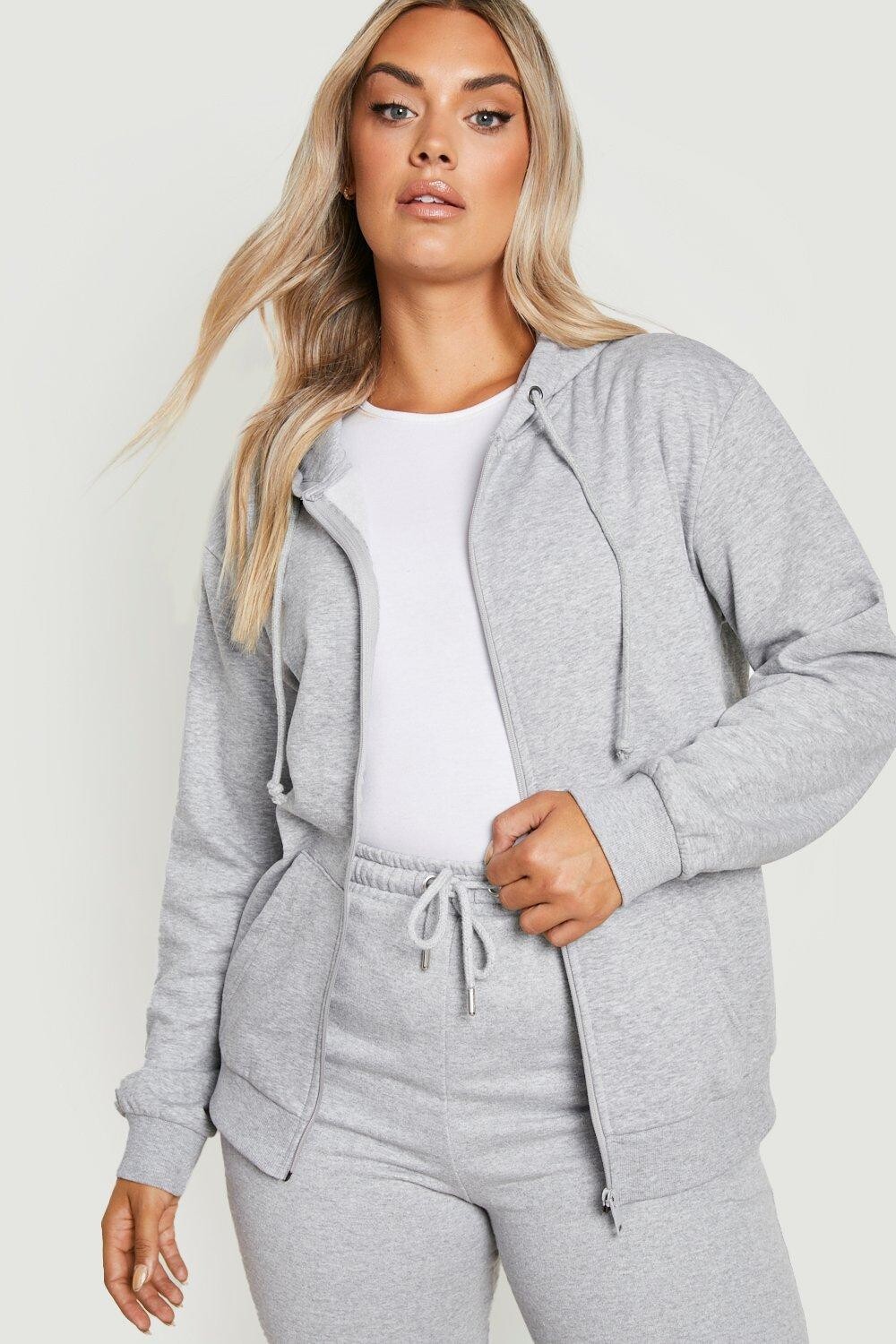 

базовая худи на молнии Boohoo, серый