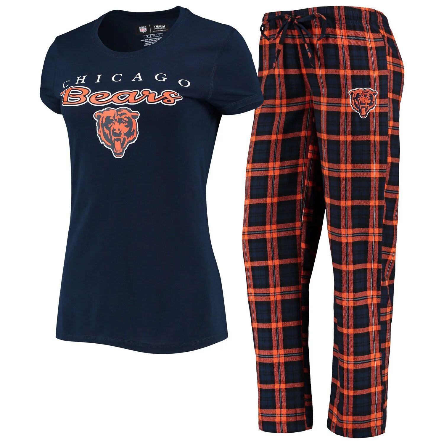 

Женский комплект из футболки и брюк с логотипом Chicago Bears темно-синего/оранжевого цвета Concepts Sport
